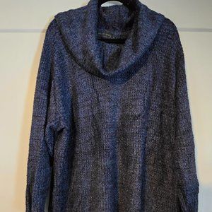 NWOT Barefoot Dreams Cozychic Lite Cowl Neck Waffle Knit Sweater, blue, 2X